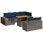 vidaXL Salon de jardin 11 Pièces avec coussins gris résine tressée