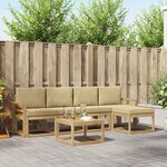 vidaXL Ensemble de canapés d'extérieur 6 Pièces Blanc et Beige