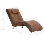 Vidaxl chaise longue avec oreiller marron similicuir daim