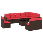 vidaXL Salon de jardin et coussins 11 Pièces marron résine tressée
