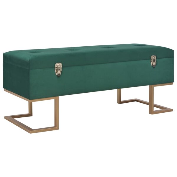 Banc banquette avec compartiment de rangement 105 cm velours vert 02_0010732