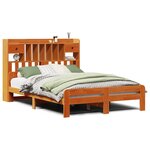 vidaXL Lit bibliothèque sans matelas cire marron 140x200 cm pin massif