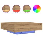 vidaXL Table basse avec lumières LED Chêne artisanal 100x100x31 cm