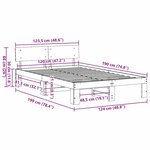 vidaXL Cadre de lit Marron 120 x 190 cm Bois de pin massif