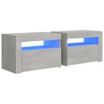 vidaXL Tables de chevet 2 Pièces avec LED Gris béton 60x35x40 cm