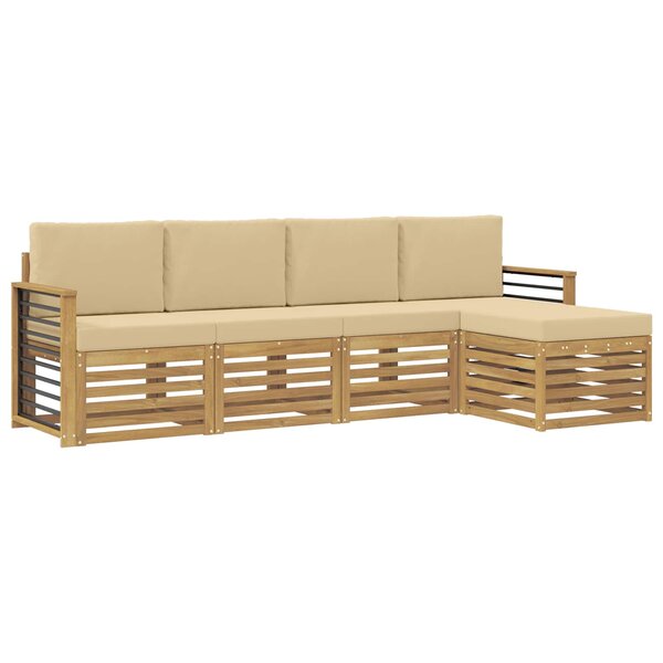 vidaXL Ensemble de canapés d'extérieur 5 pc Blanc et Beige Polyester