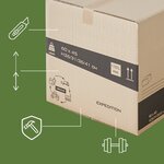 Pack and Move - Lot 45 cartons déménagement hauteur modubale variable personnalisable - 60 x 45 x 31-41 cm - Poignées renforcées - 1 adhésif offert
