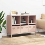 vidaXL Buffet rose 101 5x39x73 5 cm acier laminé à froid