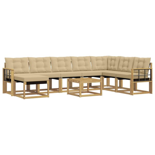 vidaXL Ensemble de canapés d'extérieur 9 Pièces Blanc et Beige