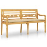 vidaXL Banc Batavia avec coussin beige 150 cm Bois de teck massif