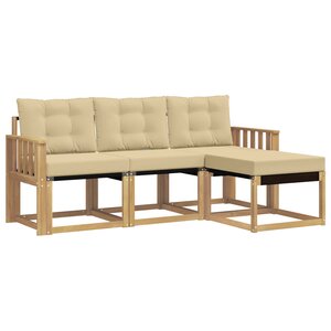 vidaXL Ensemble de canapés d'extérieur 4 Pièces Blanc et Beige
