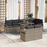 vidaXL Ensemble de canapé de jardin 9 Pièces Gris 100 x 55 x 73 cm