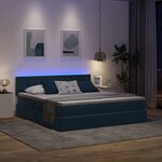 vidaXL Lit de rangement LED avec matelas Bleu foncé 200 x 200 cm