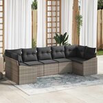 vidaXL Ensemble de canapé de jardin 7 Pièces Gris Poly rotin