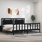 vidaXL Cadre de lit avec tête de lit noir 200x200 cm bois massif