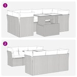 vidaXL Salon de jardin avec coussins 7 Pièces beige résine tressée
