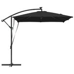 vidaXL Parasol banane à mât déporté Noir 249 x 249 x 250 cm
