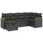 vidaXL Salon de jardin 6 Pièces avec coussins noir résine tressée
