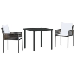 vidaXL Ensemble de salle à manger pour jardin 3 Pièces Marron et Noir