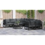 vidaXL Ensemble de canapé de jardin avec coussin 8 Pièces Noir Aluminium