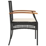 vidaXL Chaises de jardin coussins lot de 2 noir résine tressée acacia