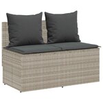 vidaXL Ensemble à manger de jardin 3Pièces coussins gris clair poly rotin