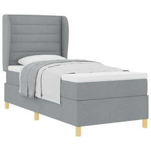vidaXL Lit à ressorts avec matelas Gris clair 200 x 100 cm tissu
