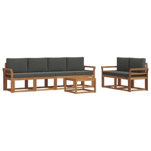 vidaXL Ensemble de canapés d'extérieur 7 pc Naturel et Anthracite