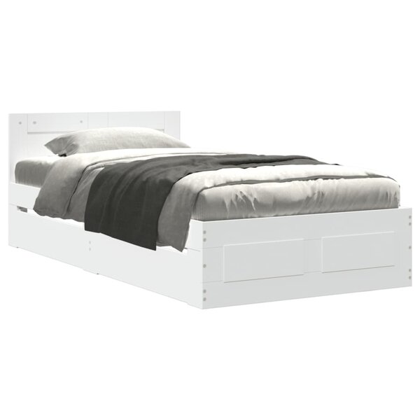 vidaXL Cadre de lit avec tête de lit sans matelas blanc 90x190 cm
