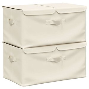 vidaXL Boîtes de rangement 2 Pièces Tissu 50x30x25 cm Crème