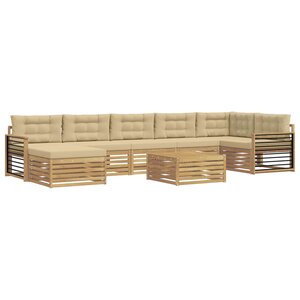 vidaXL Ensemble de canapés d'extérieur 8 Pièces Blanc et Beige