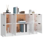 vidaXL Buffets 3 Pièces blanc brillant bois d'ingénierie