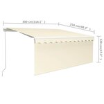 vidaXL Auvent manuel rétractable avec store 3x2 5 m Crème