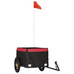 vidaXL Remorque de vélo noir et rouge 30 kg fer