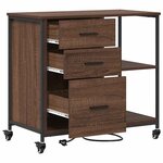 vidaXL Cabinet de Bureau avec roue Chêne marron 76 x 41 x 72 cm