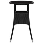 vidaXL Table de jardin Ø60x75 cm Verre trempé/résine tressée Noir