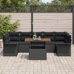 vidaXL Ensemble de canapé de jardin 8 Pièces Noir Poly rotin
