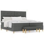 vidaXL Lit à ressorts avec matelas Gris foncé 200 x 200 cm tissu