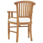 vidaXL Chaises de jardin lot de 2 avec coussins blanc crème Bois teck