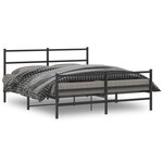 vidaXL Cadre de lit métal sans matelas avec pied de lit noir 160x200cm
