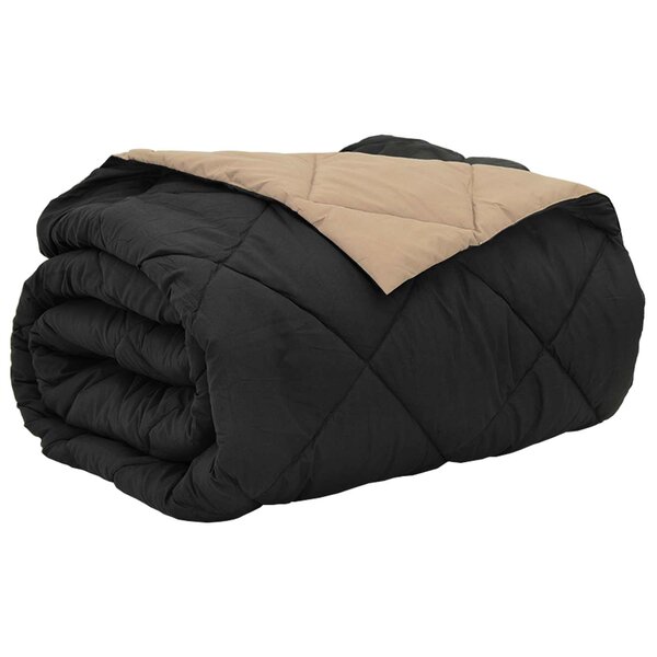 vidaXL Duvet d'été simple Noir et Taupe 240 x 200 cm Microfibre