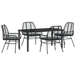 vidaXL Ensemble de salle à manger de jardin 5 pièces avec coussins Noir Poly Rotin