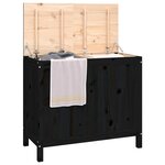 vidaXL Boîte à linge Noir 88 5x44x76 cm Bois massif de pin