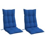 vidaXL Coussins de chaise à dossier haut lot de 2 bleu royal