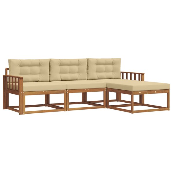 vidaXL Ensemble de canapés d'extérieur 4 Pièces Naturel et Beige