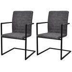 vidaXL Chaises à manger cantilever lot de 2 gris similicuir