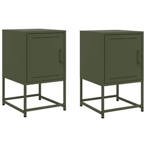vidaXL Tables de chevet 2 Pièces vert olive 36x39x60 5 cm acier