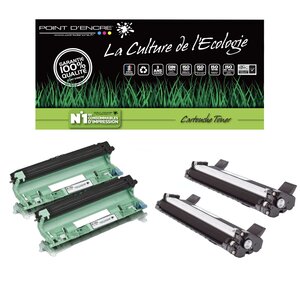 TN1050 / DR1050 - 2 X Cartouche / 2 X Tambour - Noir - Grande capacité