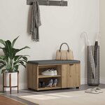 vidaXL Banc d'entrée avec coussin Uni Chêne artisanal 80 x 38 x 46 cm