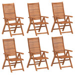 vidaXL Fauteuils pliants inclinables  lot de 6  56 x 72 x 107 cm  en bois d'acacia massif